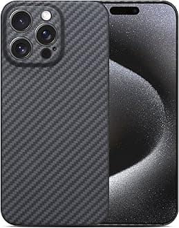 Ultra Thin Aramid Carbon Fiber Case for Apple iPhone 16 pro, Camera Full Cover Protection Black
