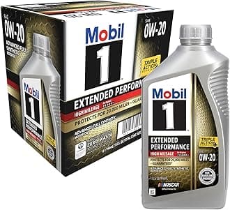 1 Extended Performance High Mileage Full Synthetic Motor Oil 0W-20, 1 Quart (6-pack)