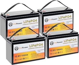 12V Lithium Battery,5000+ Deep Cycle LiFePO4 Battery with Built-in 100A BMS fit for Home Storage,Trolling Motor,RV,Off-Grid System,Solar Power System,Marine (4PACK-12V100AH)