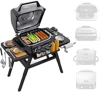 Portable Outdoor Grill Stand with Adjustable Leg for Ninja Woodfire OG900 OG700 OG800 Grill Stand Ninja Woodfire 8-in-1 OO101 Outdoor Pizza Oven Table Grill Cart