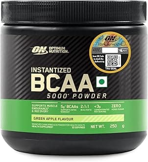 BCAA, 5g BCAAs in 2:1:1 Ratio, 30 servings, For Muscle Recovery & Endurance, Intra workout, Informed Choice certified (250gm, Green Apple)