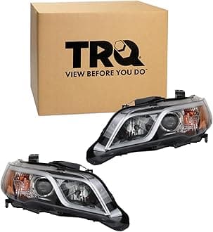 TRQ Driver & Passenger Side Halogen Headlight Assembly for 2013-2015 Acura RDX with Halogen Headlights | 2 Piece Set