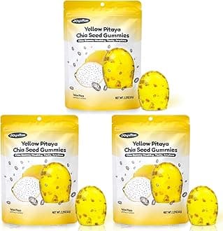 Christmas Chia Seed 4D Fruit Gummy Candy Variety Pack – Individually Wrapped, Perfect Stocking Stuffers & Christmas Gifts, Resealable Snacks for Goody Bags, 6.89oz (Yellow Pitaya)