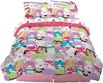 Franco Comforter and Sheet Set with Sham, Microfiber, Squishmallows, 7 Piece Full Size
