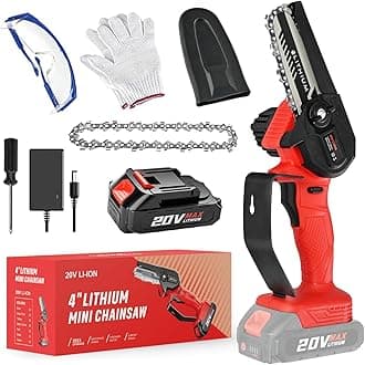 Mini Chainsaw Cordless, DEREAL 4-Inch Mini Chain Saw Battery Powered,Portable Small Electric Power Chainsaw for Wood Cutting, Courtyard,Tree Trimming, Household, and Garden