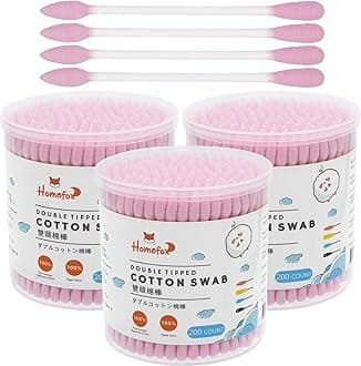 Pink Cotton Swabs Precision Pointed - 600 Count Pointy Cotton Buds Double Side Tightly Wrapped Cotton Tips Paper Stick Organic Soft Gentle Lint-Free Cruelty-Free, Pointy & Round (Pink)