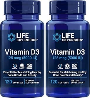 Life Extension Vitamin D3 5000 IU, 120 Softgels (Pack of 2)
