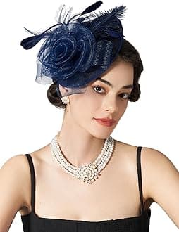 SWEETVFlower Sinamay Tea Party Fascinators for Women, Kentucky Derby Hats for Church, Cocktail, Wedding, Fancy Dress Party