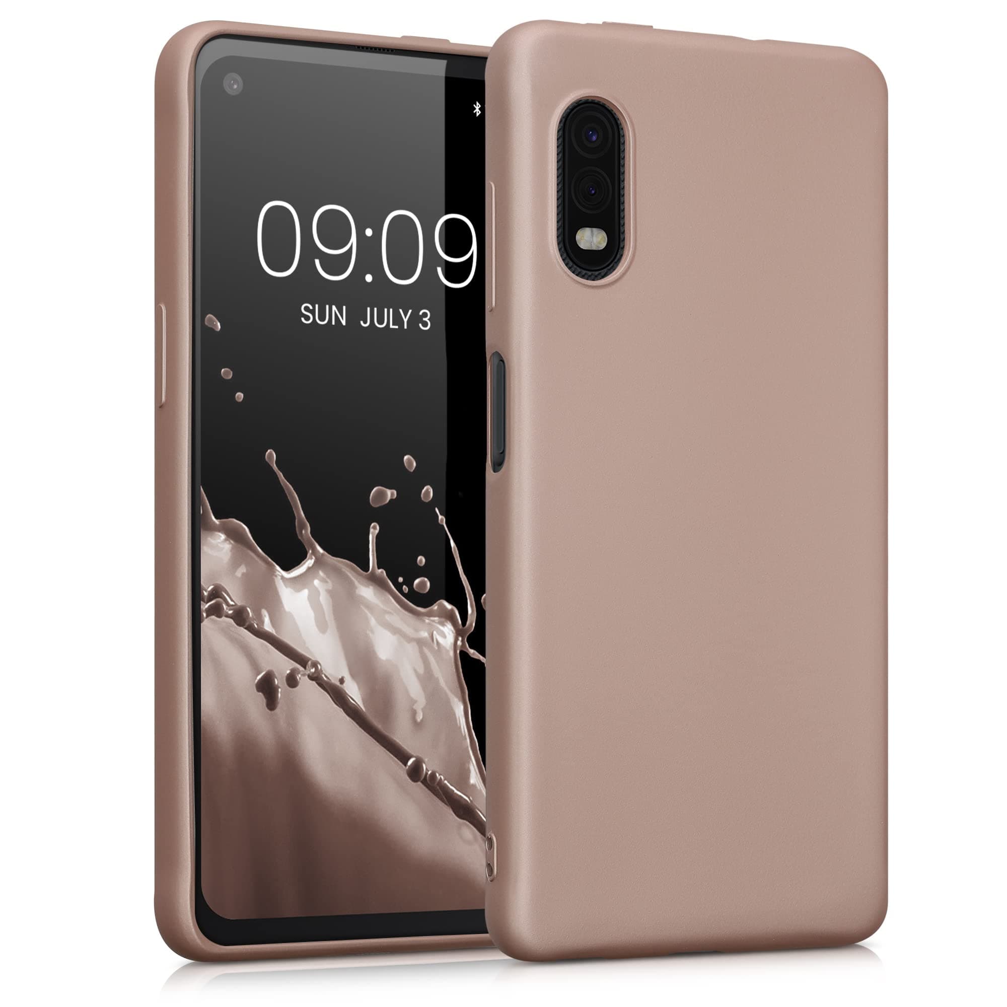 – kwmobile Case Compatible with Samsung Galaxy Xcover Pro Case - Soft Slim Metallic TPU Silicone Cover - Metallic Rose Gold