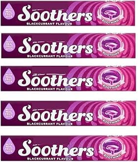 Soothers Blackcurrant 45g Bars (Pack of 5) Multipack - Sore Throat Sweets Lozenges