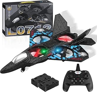 Henakmsl Remote Control Aeroplane, 2.4GHz Fighter Plane, USB Charging, LED Lights, RTF for Beginners