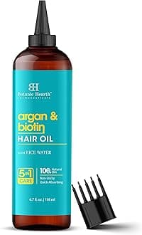 Botanic Hearth 100% Pure Argan & Biotin Oil For Hair Growth & Hair Treatment Oils 6.7 Fl oz | Infused with coconut Oil | Hair Oil Repairs Dry Damaged Hair, Strengthening, Healthier | All Hair Types