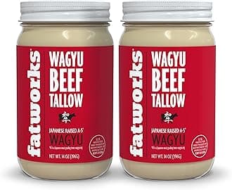 100% Pure A5 Japanese Wagyu Tallow, Ultimate Brisket Flavorizer, Certified A5 Wagyu, KETO, PALEO, CARNIVORE, WHOLE30 friendly, Non Hydrogenated- 14 oz. (2 Pack)