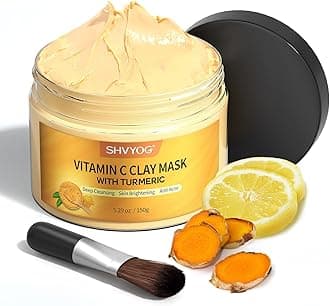 Turmeric Vitamin C Clay Mask, SHVYOG Facial Mask with Kaolin Clay for Dark Spots, Controlling Acne, Oil and Refining Pores, Even out Skin Tone Face Care Deep Cleansing 150g
