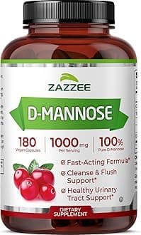 Zazzee D-Mannose Natural Urinary Tract Support Capsules 1000 mg 120 Veggie Caps
