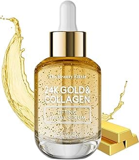 Collagen & 24k Gold Facial Serum - Anti Aging Wrinkle Reduction Deeply Hydrating Nourishing Lightweight Skincare - All Skin Types - Paraben & Cruelty Free - 1.69Fl. Oz