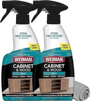 Cabinet and Wood Cleaner, Shine, Clean and Protect Spray - For Wood Cabinets, Furniture, Tables, Baseboards, Trim and more, 16 oz, 2 PACK with MicroFiber Towel