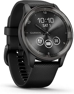 Garmin vívomove Trend, Stylish Hybrid Smartwatch, Long-Lasting Battery Life, Dynamic Watch Hands and Touchscreen Display, Black
