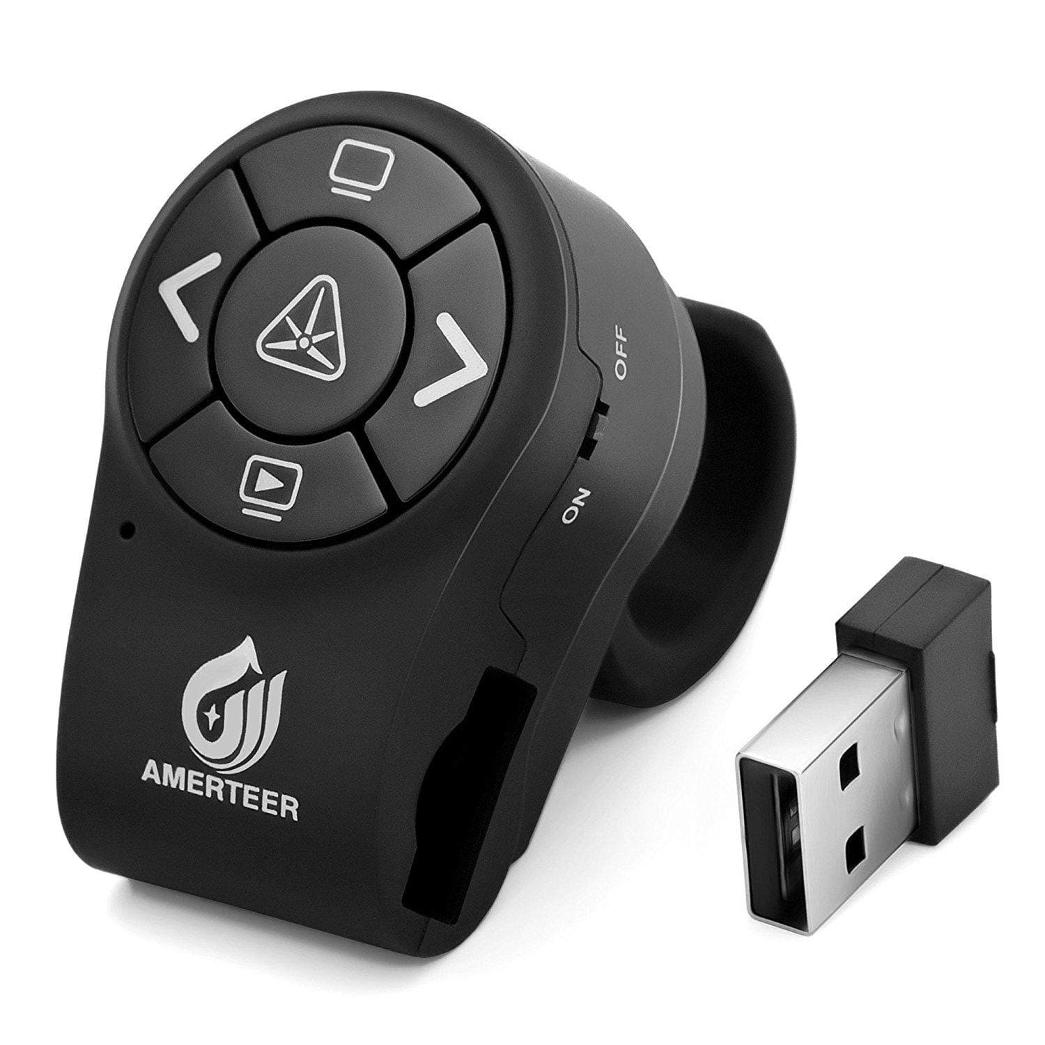 AMERTEER Wireless Presenter | PowerPoint Presentation Clicker | RF 2.4GHz Presentation Clicker Presentation Remote | PowerPoint PPT Keynote Clicker Slide Show Clicker (Finger Ring Design)