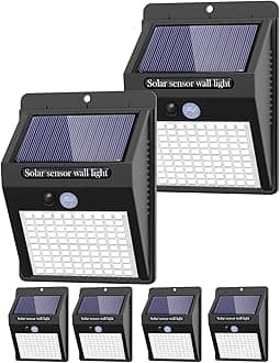 6 Pack Outdoor Solar Motion Lights - 3 Modes/100LED Wireless, IP65 Waterproof Solar Security Lights with Motion Sensor for Front Door, Backyard, Garage, Deck