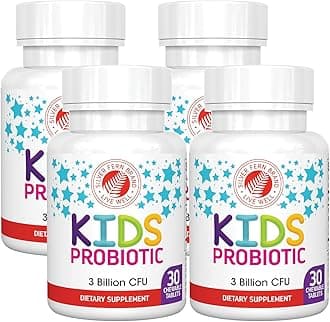 Silver Fern Brand Kids Ultimate Probiotic - 4 Bottles - 30 Chewable Tablets Each - Sugar & Gluten Free - Children's Dietary Supplement - DNA & Survivability Verified - Digestive & Immune Support