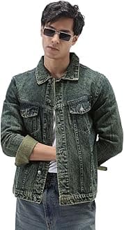 Urbano FashionMen's Regular Fit Washed Full Sleeve Denim Jacket
