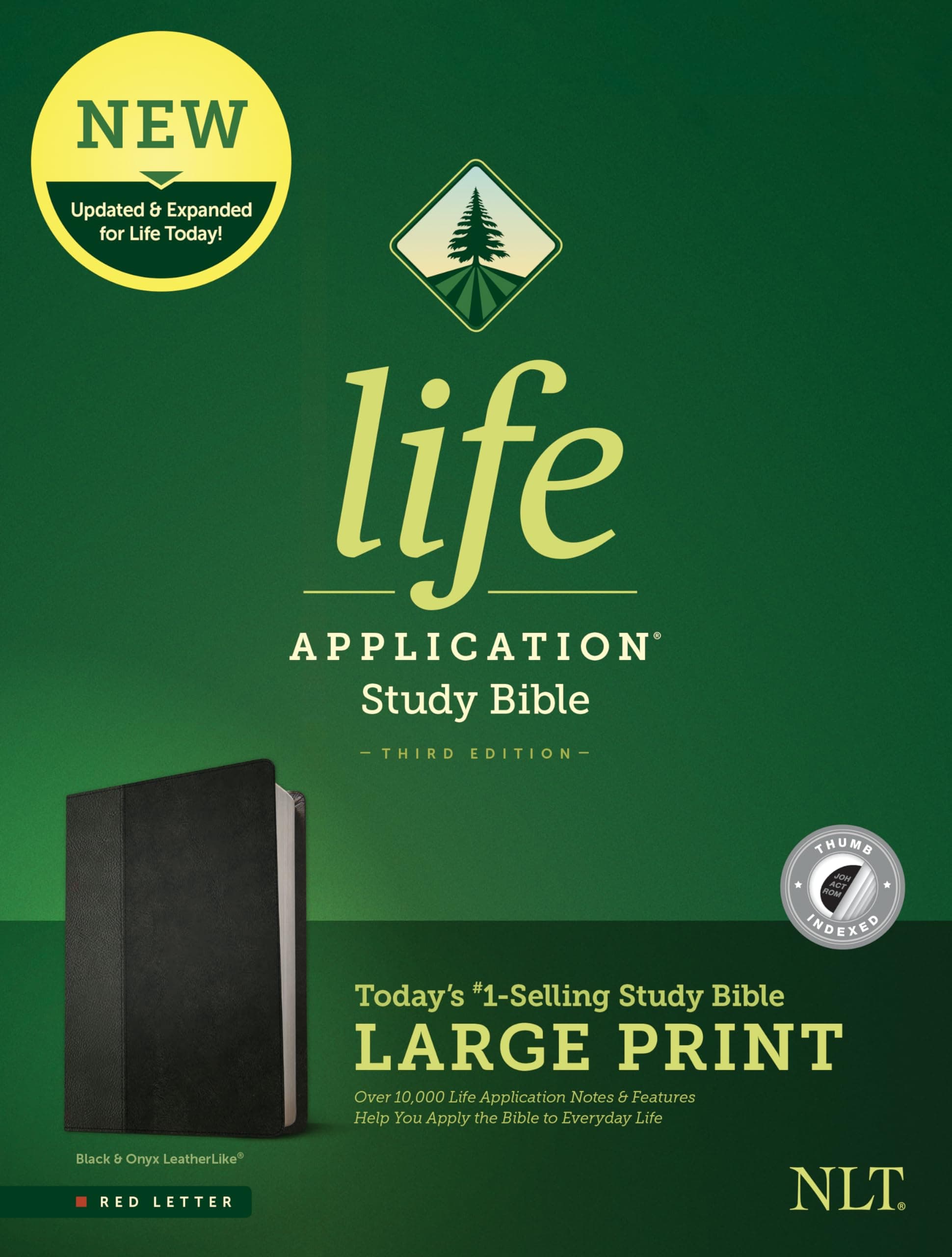 NLT Life Application Study Bible, Third Edition, Large Print: New Living Translation, Life Application Study Bible, Black/onyx, Leatherlike