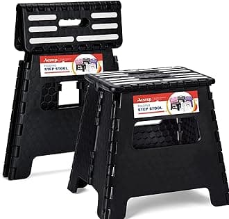 ACSTEP 13“ Folding Step Stool for Adults 1 Pack,Holds Up to 330 lbs, Thicken Plastic Folding Step Stool is Sturdy Enough to Support Adults and Safe Enough for Kids .Black