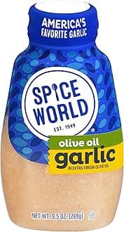 Spice World Squeezable Minced Garlic in Extra Virgin Olive Oil– 9.5 oz Garlic Container – Ready-to-Use Seasonings for Cooking, Simply Squeeze the Convenient Package to Easily Add Flavor