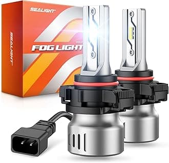 SEALIGHT 5202 LED Fog Light Bulbs, 12,000 lumens 6500K White 600% Brightness PS19W/PS24W 5201 5202 LED Fog Lights or Daytime Running Lamp, 1:1 Size, Plug-N-Play, Pack of 2, Turn Signal & Fog Light