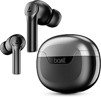 Boat Airdopes 300, Cinematic Spatial Audio, 50HRS Battery, 4Mic AI ENx, Fast Charge, App Support, Low Latency, IPX4, v5.3 Bluetooth Earbuds, TWS Ear Buds Wireless Earphones with mic (Gunmetal Black)