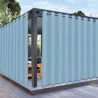 PureFit Outdoor Curtains for Patio Waterproof Weatherproof, UV and Fade Resistant Outside Curtains for Gazebo, Front Porch, Pergola, Sun Blocking Privacy Curtain, 150W x 95L inch, 1 Panel, Sky Blue
