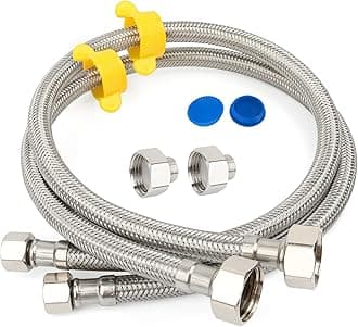 Klabb 24 Inch Stainless Steel Braided Faucet Supply Line, 1/2” FIP x 3/8” Compression Connector, Flexible Water Connector for Kitchen Sink(2 Pack)