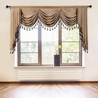 ELKCA Thick Chenille Window Curtains Valance for Living Room Coffee Waterfall Valance for Bedroom,Rod Pocket(W89inch, 1 Piece)