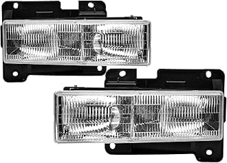 2Pcs Headlights Assembly compatible with 1988-2002 OBS Chevy Silverado GMC 1500 2500 3500 Suburban,1992-1999 Blazer,1995-2000 Tahoe Headlamp, Replace #GM2502101 GM2503101