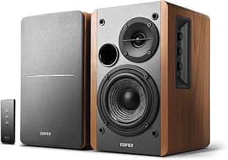 R1280T 21W 2.0 Channel Auxiliary, RCA Bookshelf Speaker - Brown
