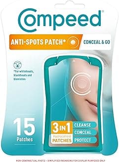 Compeed - Anti-Spots* Conceal & Go Patch - Cleanse Conceal and Protect – Hydrocolloid Spots patches*, Pimple patches - Ideal for discreet day use – For single spots* - 15 Patches