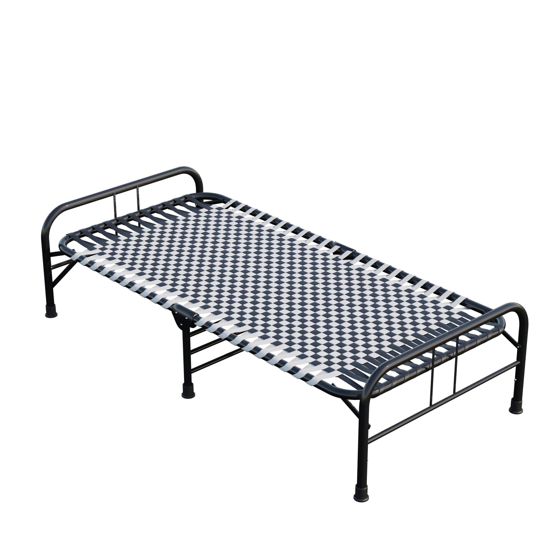 LAMPOC Foldable Bed Frame Portable Folding Bed Single Cot Bed Bed of Iron Bed Trundle Bed for Adults Niwar Bed Charpai/Khatiya Floor Bed for Sleeping (3x6 feet) (Black)