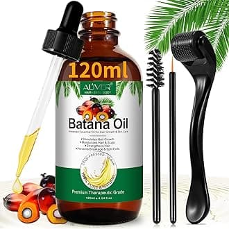 Batana Oil for Hair Growth Cold Press 120ml with Derma Roller - 100% Pure & Natural Batana Oil, Eliminate Hair Split Ends, Damaged Hair Repair,Enhances Hair & Skin Radiance Nourishment