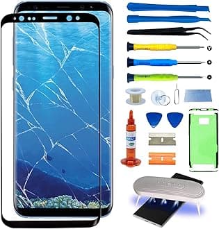 Original Samsung Galaxy S8 Plus Front Glass Repair Kit Screen Replacement Outer Glass Screen incl Waterpoof Frame Adhesive,Repair Glue and Lamp Tool Kit(No Digitizer,No LCD) 6.2 inch