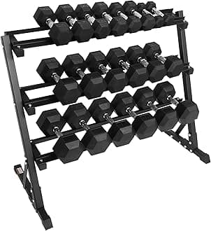 Fitvids Premium Rubber Coated Hex Dumbbell Weight Set, Multiple Packages