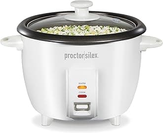 Proctor Silex Rice Cooker & Food Steamer Steam and Rinsing Basket, 10 Cups Cooked (5 Cups Uncooked), White