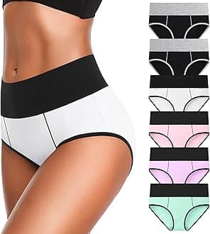 Eiggam Underwear for Women Cotton High Waist Panties Full Coverage Briefs Soft Strech Ladies Breathable Panties-Multi Pack