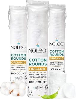 Organic Cotton Rounds Compatible with Makeup Products, Eye Makeup Remover Pads and Baby Wipes, Small, 300 Count - Noleo