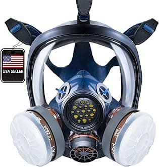 PD-100 Full Face Mask with Organic Vapour and Particles, Double Activated Carbon Filtration, Full Face Eye Mask
