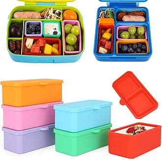 6PCS Lunch Bento Box Accessories for Kids, 4.5oz Silicone Lunch Box Dividers with Lids Small Silicone Food Storage Container for Snack Sauce Condiment Soup Yogurt Salad Dressing (Rectangular)