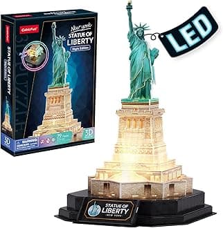 3D Puzzle LED Statue of Liberty with Colorful Lights 3D Puzzles for Adults Model Kits New York Building Crafts for Adults Brain Teaser Architecture Desk Puzzle Gifts for Women Men