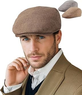 2Pack Unisex Flat Cap Newsboy Hats for Men Women, Summer Casual Adjustable