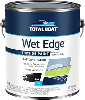 TotalBoat Wet Edge Topside Marine Paint Premium Polyurethane Coating for Boats, RVs, Exterior Trim, Fiberglass, Metal, and Wood (Flat Black, Gallon)