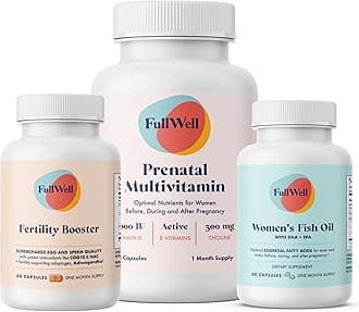 Women's Fertility Trio - Conception Support for Women - Includes Fertility Booster, Prenatal Multivitamin & Fish Oil - Supports Egg Health - CoQ10 & Ashwagandha - 30 Servings